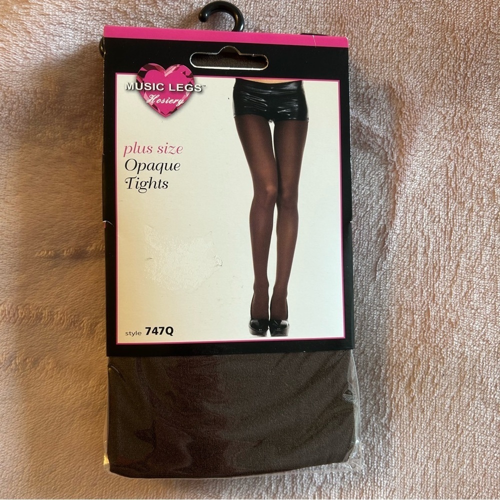 Music Legs plus size opaque tights in dark brown